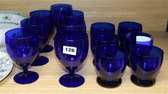 A quantity of Bristol blue glassware